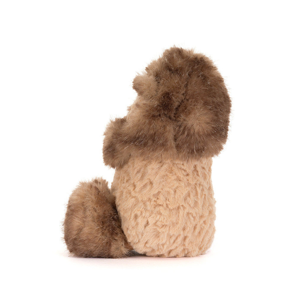 Jellycat Peanut Yeti plush side view showing cosy yeti costume and grin
