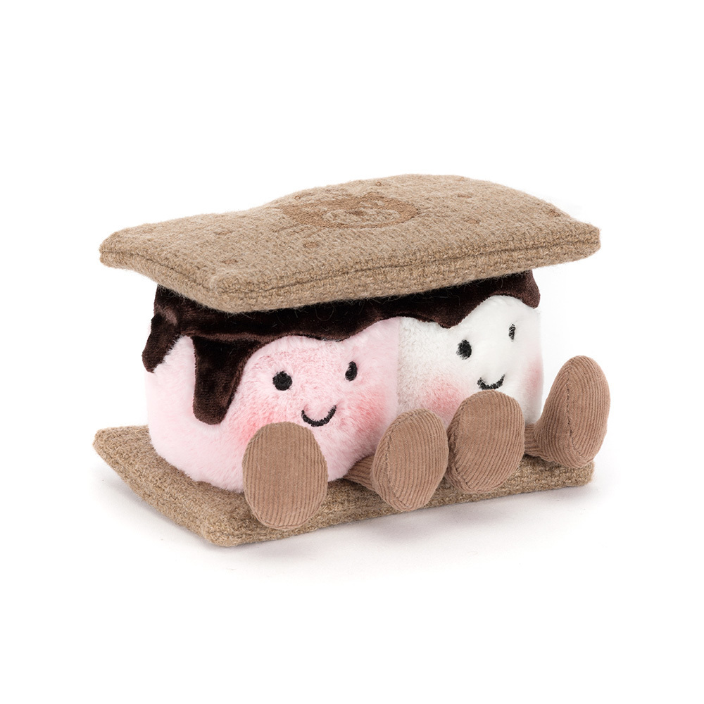 Jellycat Amuseables S'mores plush stack front view on white background