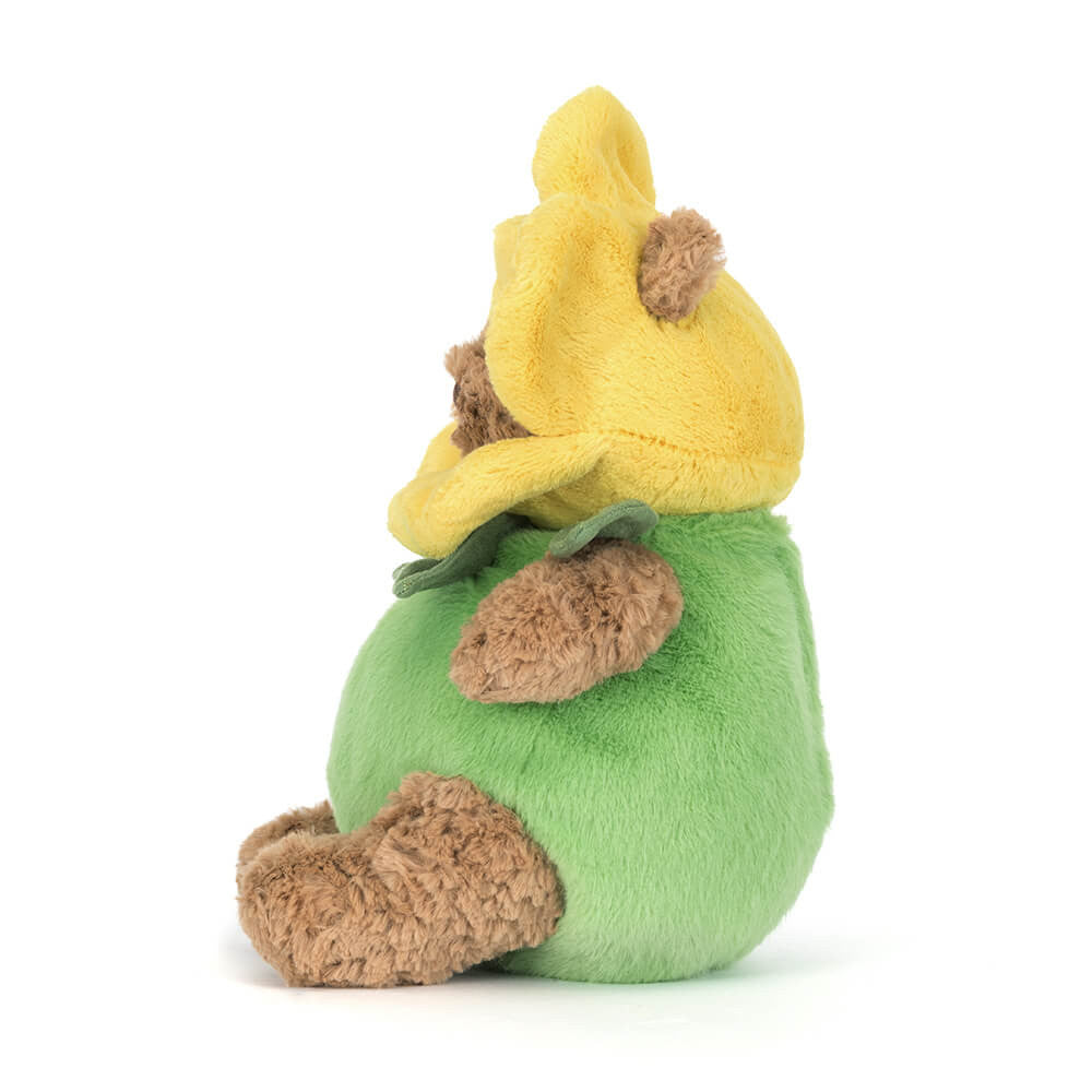 Jellycat Bartholomew Bear daffodil side profile on white background