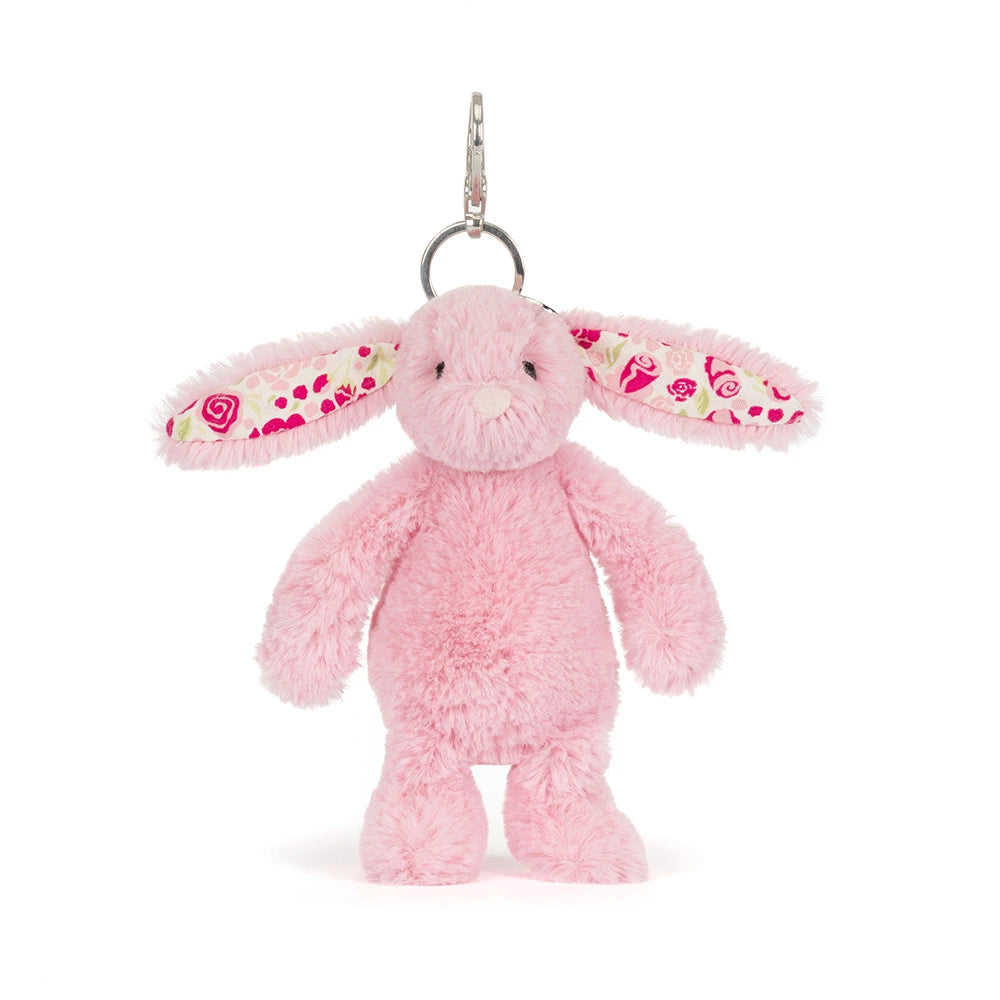 Close-up of Blushkin bunny bag charm face