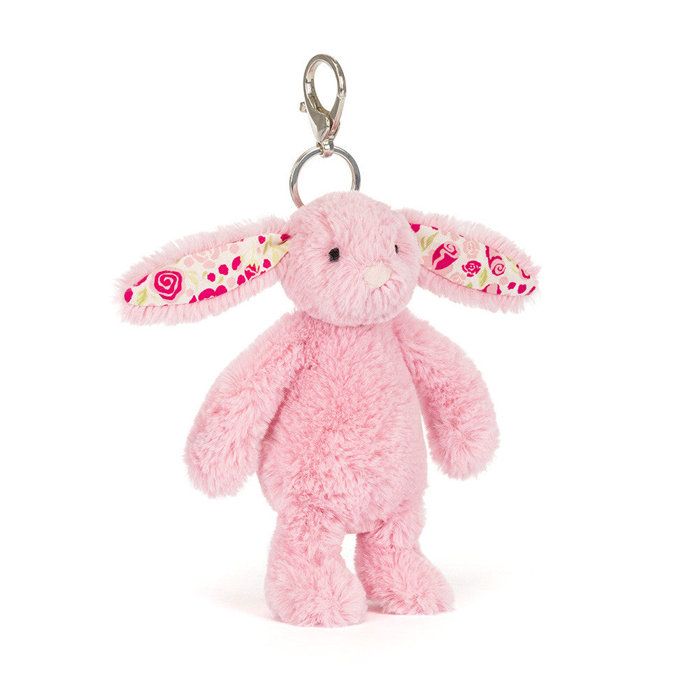 Jellycat Blushkin Blossom Bunny Bag Charm front view on white background
