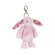 Jellycat Thistlepop Blossom Bunny bag charm front view with floral ears