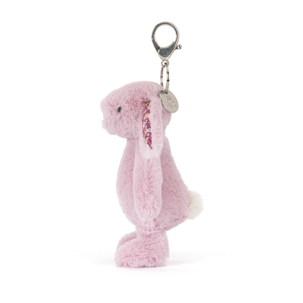 Side view of Jellycat Thistlepop Blossom Bunny bag charm