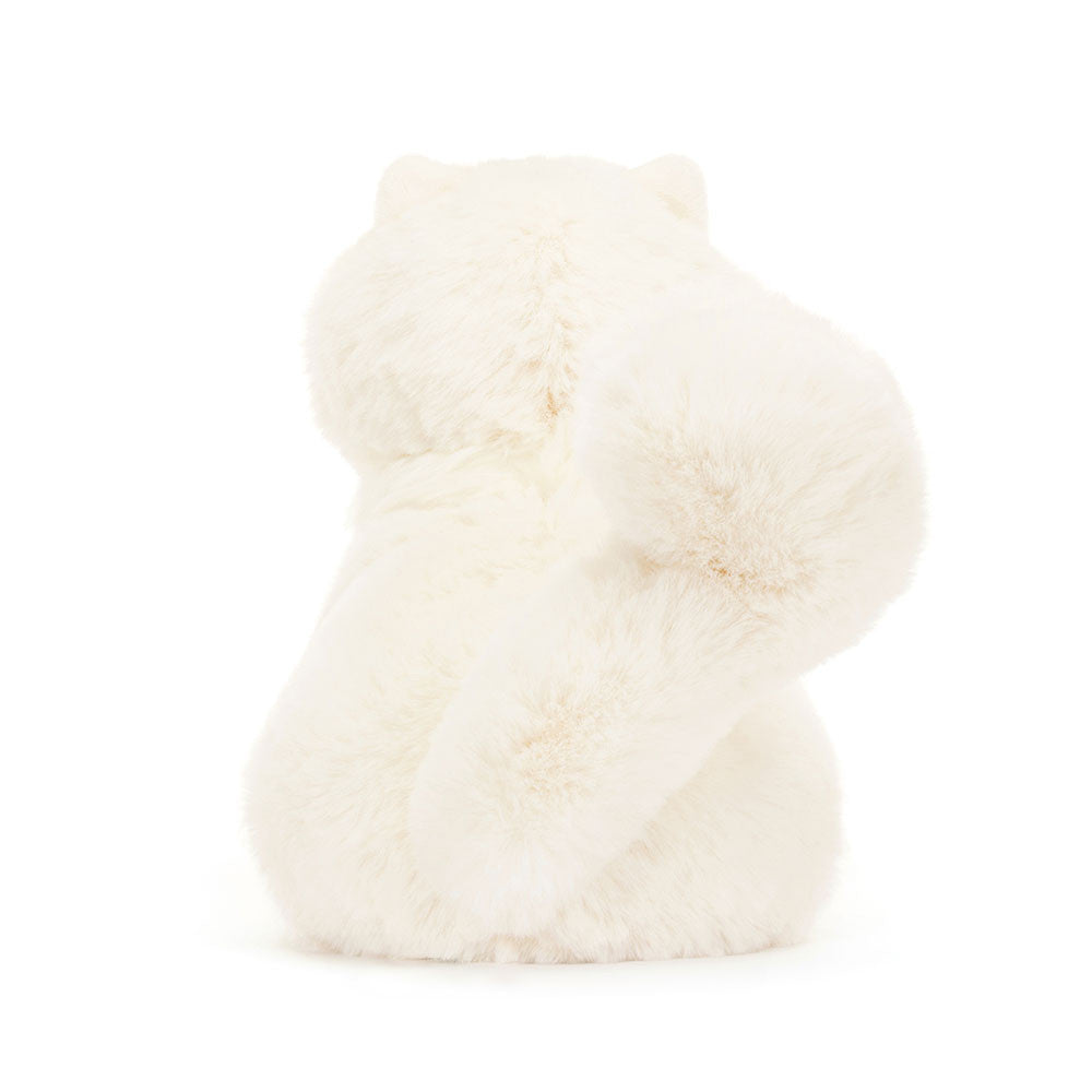 Jellycat Carissa Persian Cat back view with fluffy cream fur