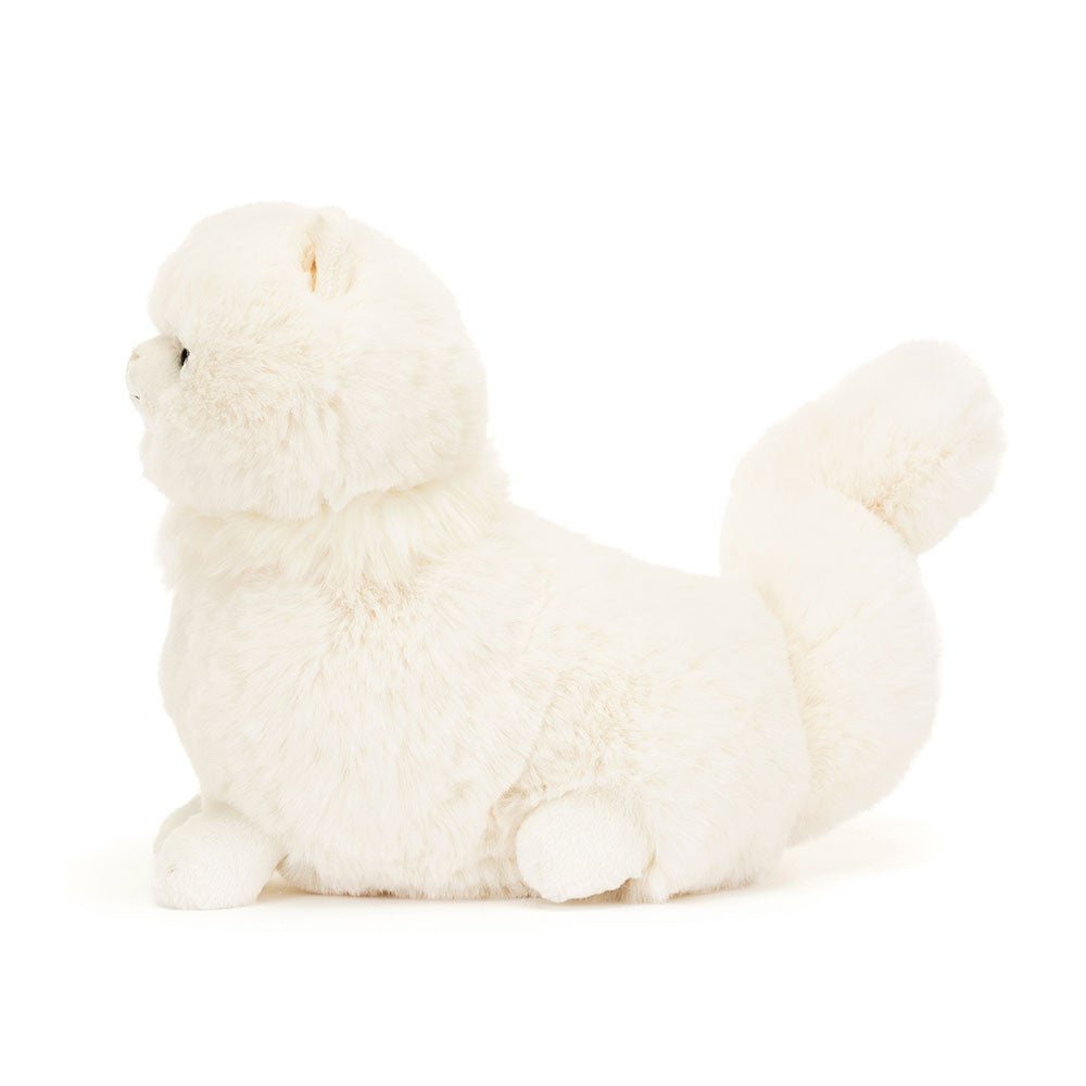 Jellycat Carissa Persian Cat side profile showing high fluffy tail