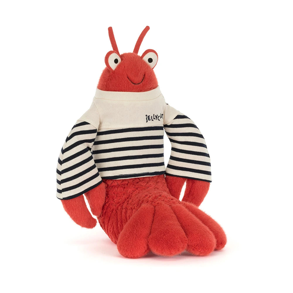 Jellycat Larry Lobster Sailor Outfit plush front view on white background