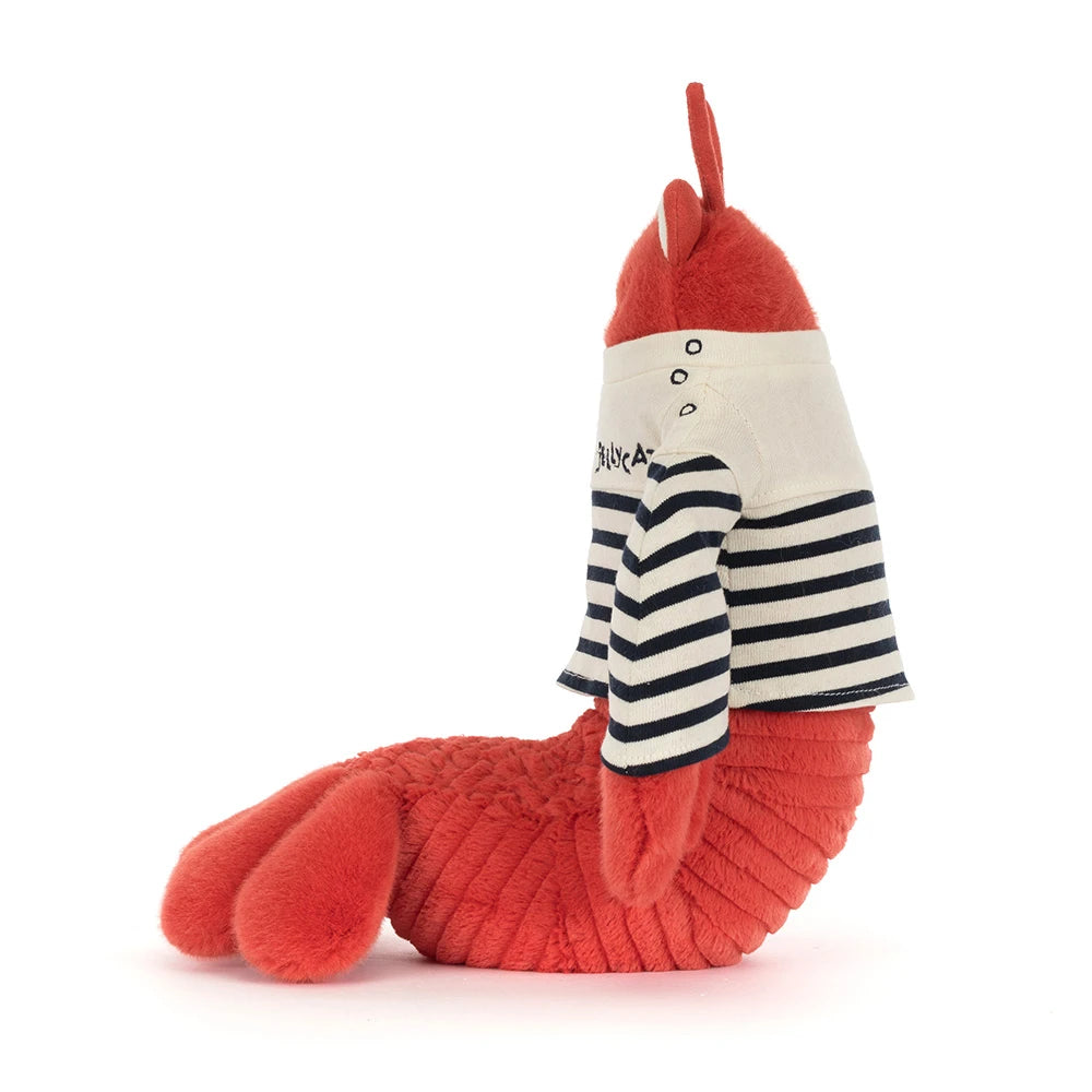 Larry Lobster Sailor Outfit plush side view on white background