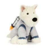 Jellycat Munro Scottie Dog Space Outfit plush front view on white background