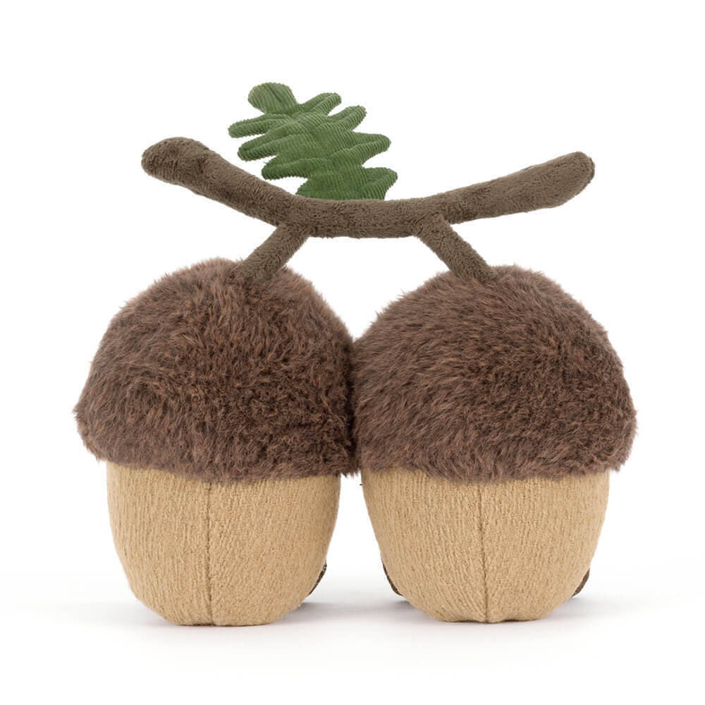 Ort and Tum Acorns plush back view on white background