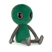Jellycat Zyllan Alien green plush front view on white background