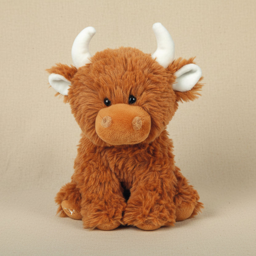 Scottish Highland Coo brown plush soft toy, 20cm