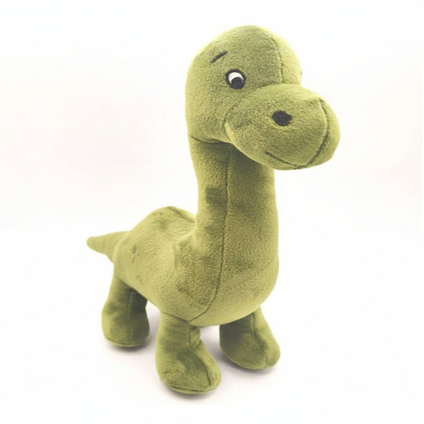 Loch Ness Nessie plush toy in green with a tiny baby Nessie on white background