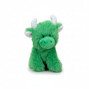 Green Highland cow collectible plush front view on grey background