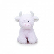 Pink highland cow COOllectible plush front view on grey background