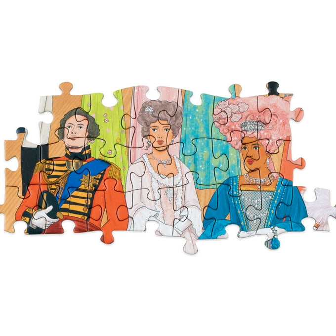 World of Bridgerton jigsaw loose pieces showing illustrated detail on white