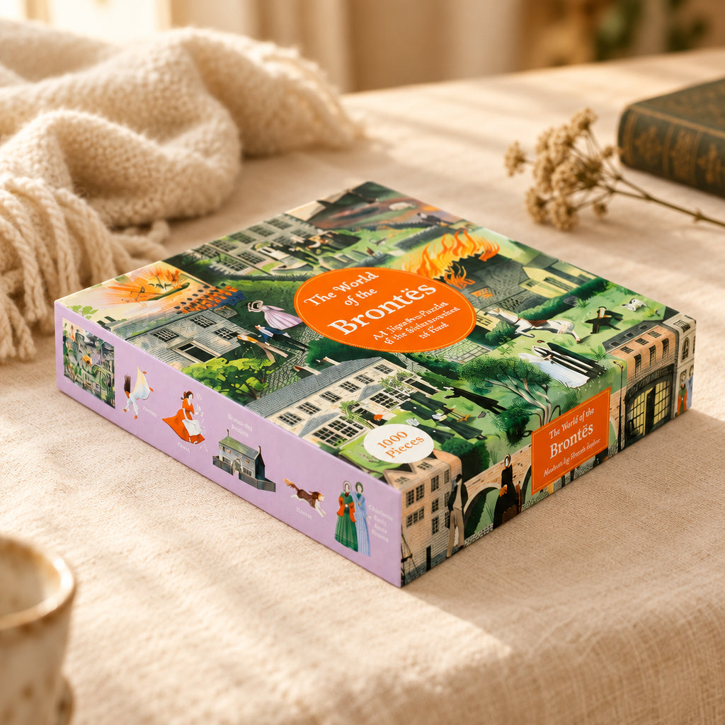World of the Brontës jigsaw box lying at an angle on a white background