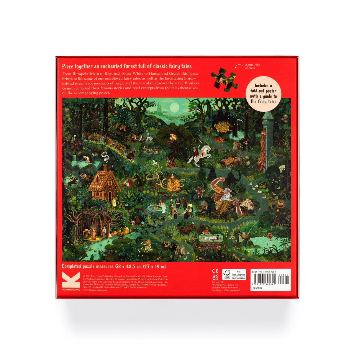 World of Grimms’ Fairy Tales jigsaw back of the box with puzzle preview on white