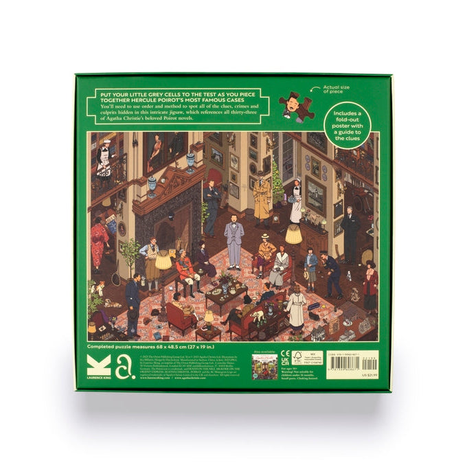 World of Hercule Poirot jigsaw back of the box with puzzle preview on white