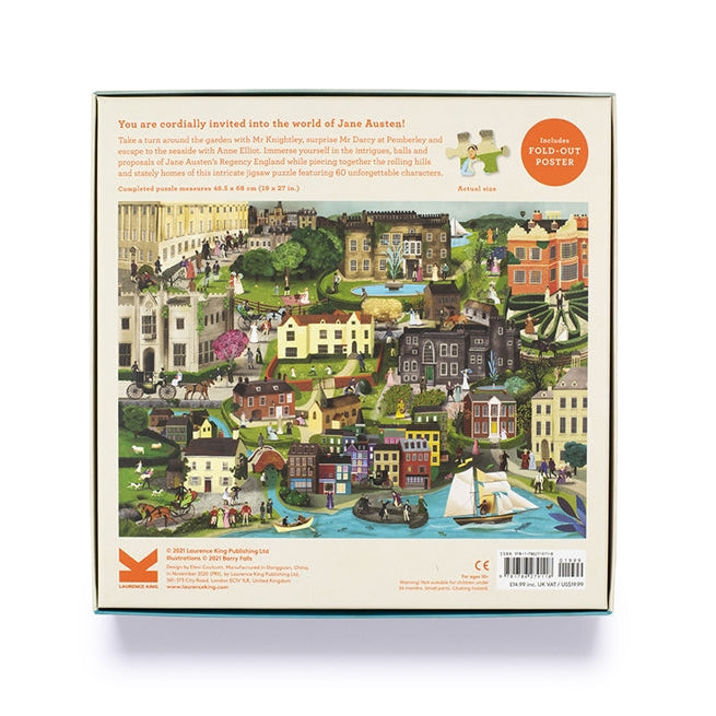 World of Jane Austen jigsaw back of the box with puzzle preview on white