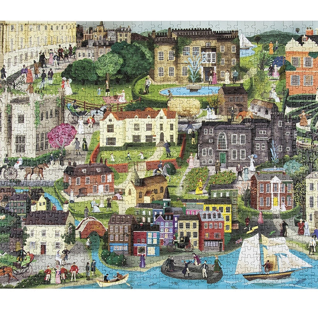 World of Jane Austen jigsaw completed, showing the full illustrated scene