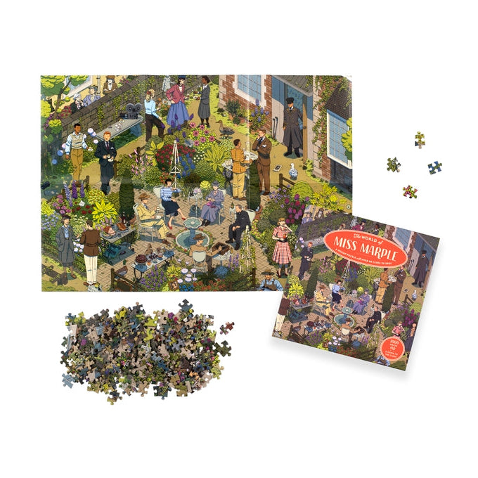 World of Miss Marple jigsaw completed beside its box on a white background