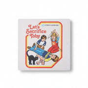 Let's Sacrifice Toby coaster back view showing cork backing