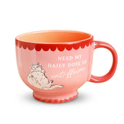 Daily Dose of Cat-ffeine ceramic mug on a white background