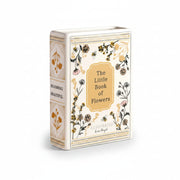 Cream ceramic book vase with floral illustrations front and spine view