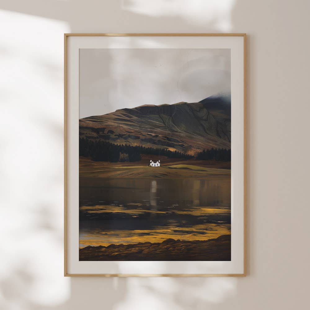 Loch Eil Scottish landscape art print of a tranquil lochside near Fort William