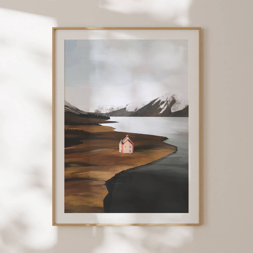 Loch Glass Scottish landscape art print of a hidden Highland loch