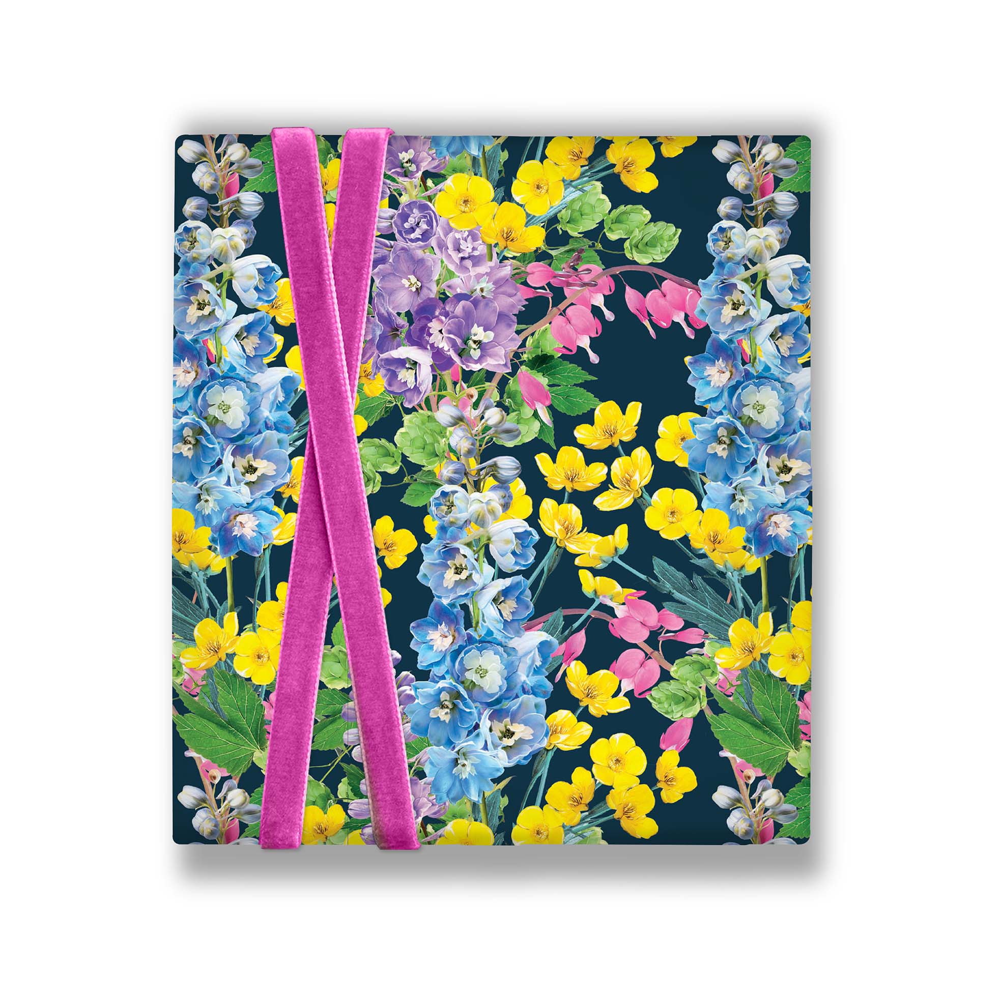 Reverse botanical pattern of the hummingbird double-sided gift wrap