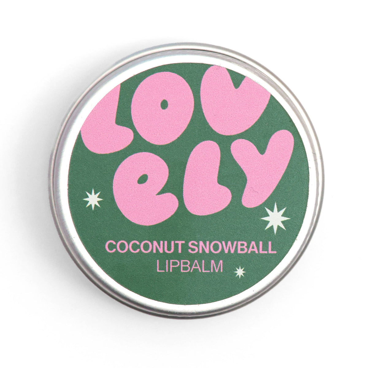Coconut Snowball lip balm tin by Lovely Skincare