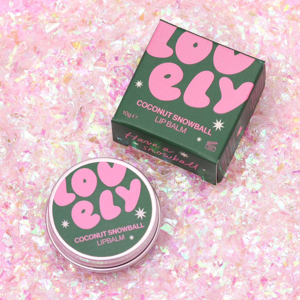 Coconut Snowball lip balm with sparkly confetti