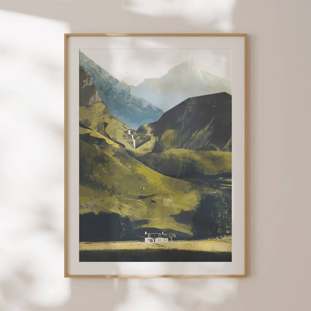 Luna's Glencoe Scottish landscape art print of a moonlit Glencoe scene