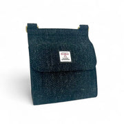 Maccessori Harris Tweed medium satchel in charcoal herringbone with a flap front