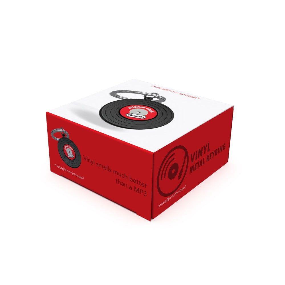 Metalmorphose vinyl keyring in its red and white printed gift box
