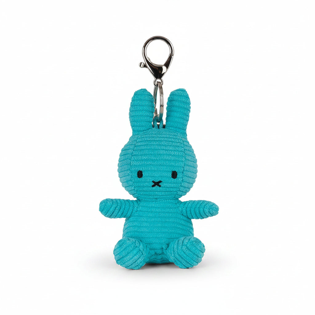 Miffy ECO corduroy keychain in teal, 10cm, front view