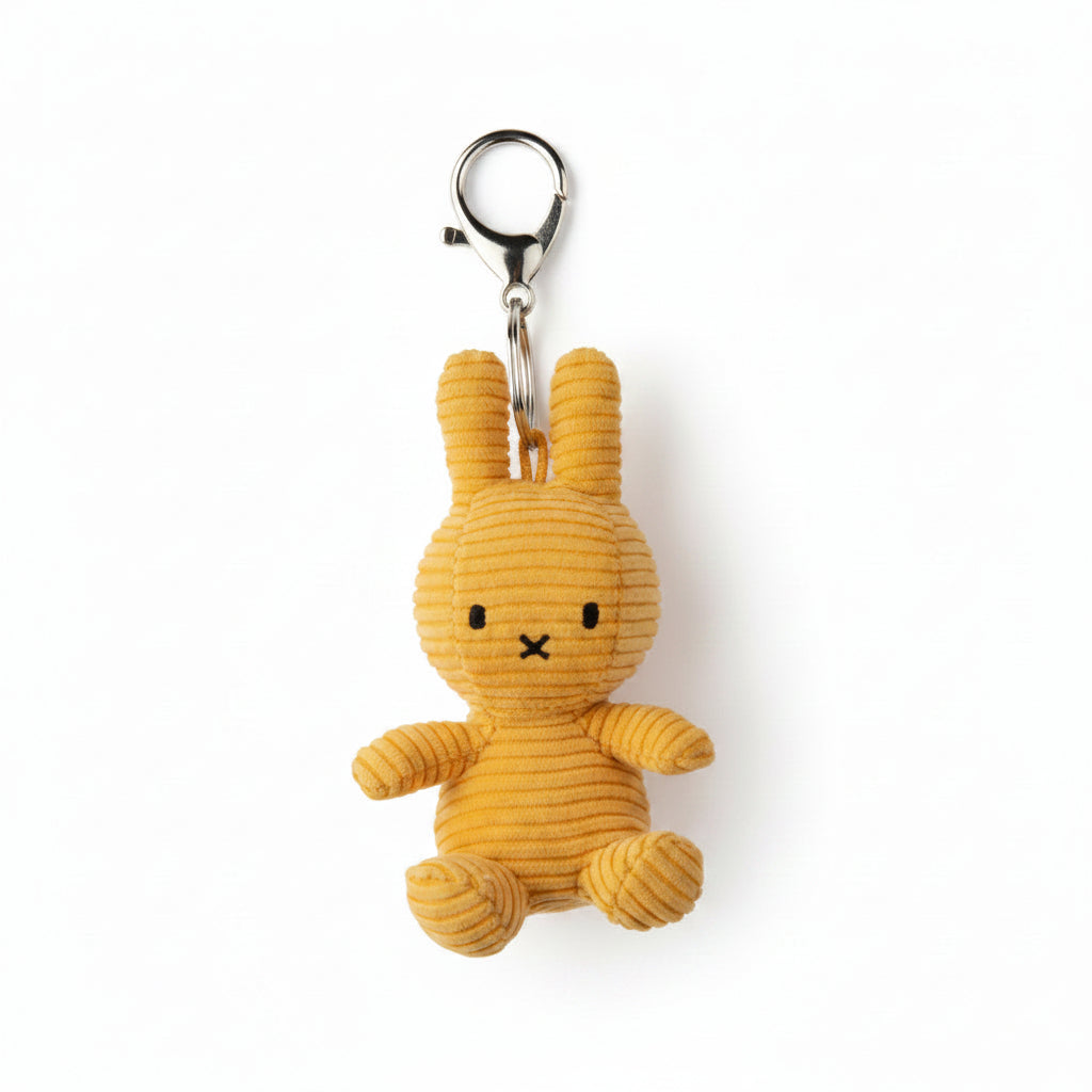 Miffy ECO corduroy keychain in yellow, 10cm, front view