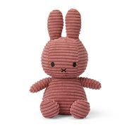 Miffy sitting ECO corduroy soft toy in dusty rose, 23cm, on white background