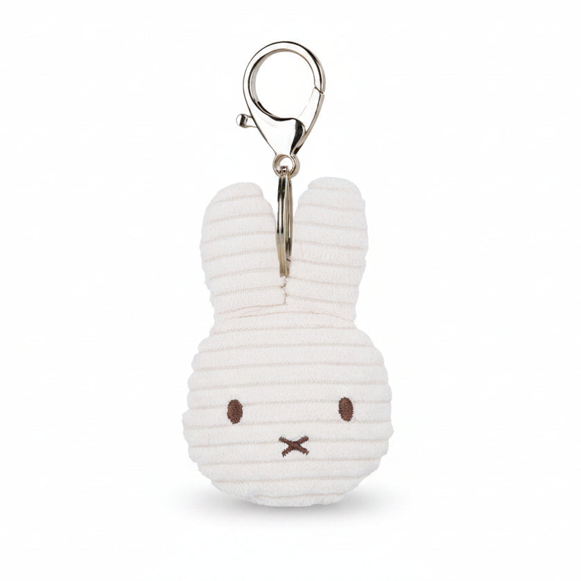 Miffy flat ECO corduroy keychain in offwhite, 10cm, front view