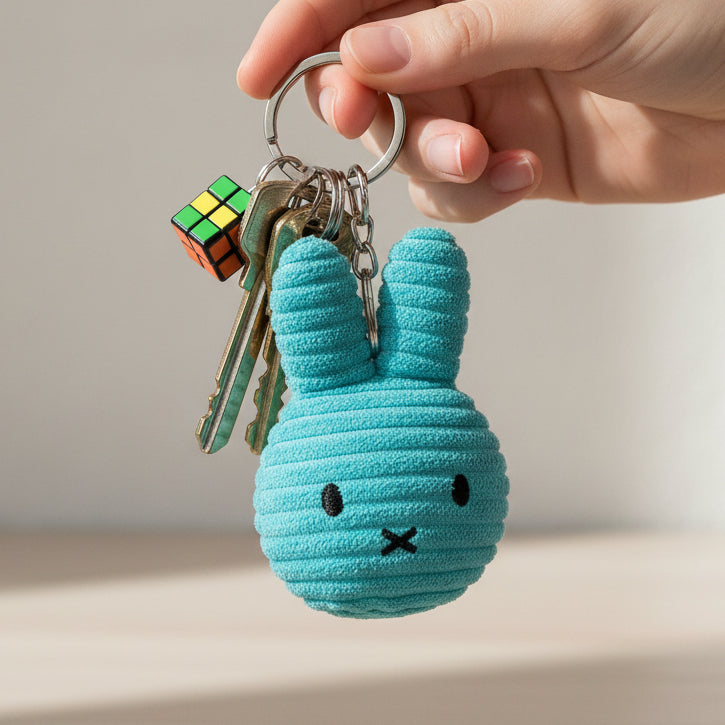 Miffy Flat ECO Corduroy Keychain Teal - 10cm