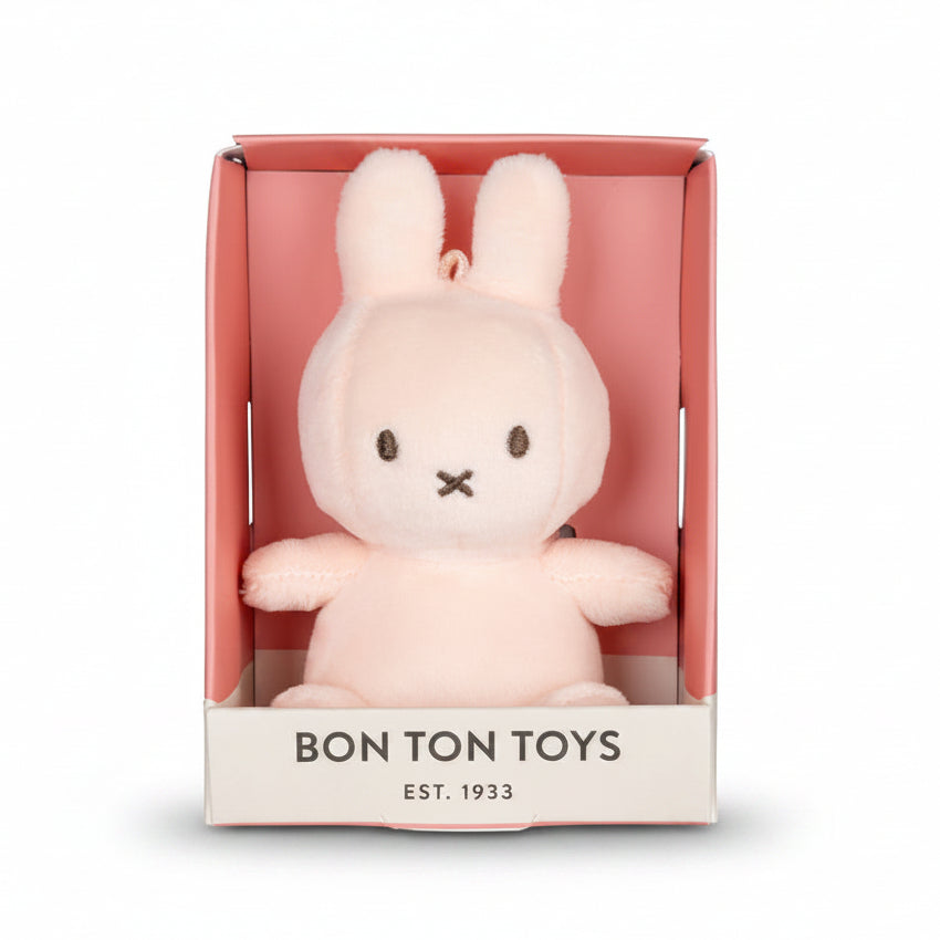 Lucky Miffy soft toy in pink in a giftbox, 10cm, front view