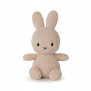 Miffy sitting terry towelling soft toy in beige, 23cm, front view on white background