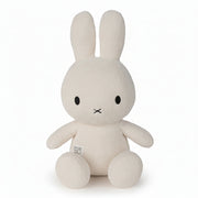 Miffy sitting terry towelling soft toy in cream, extra large 50cm, front view on white background