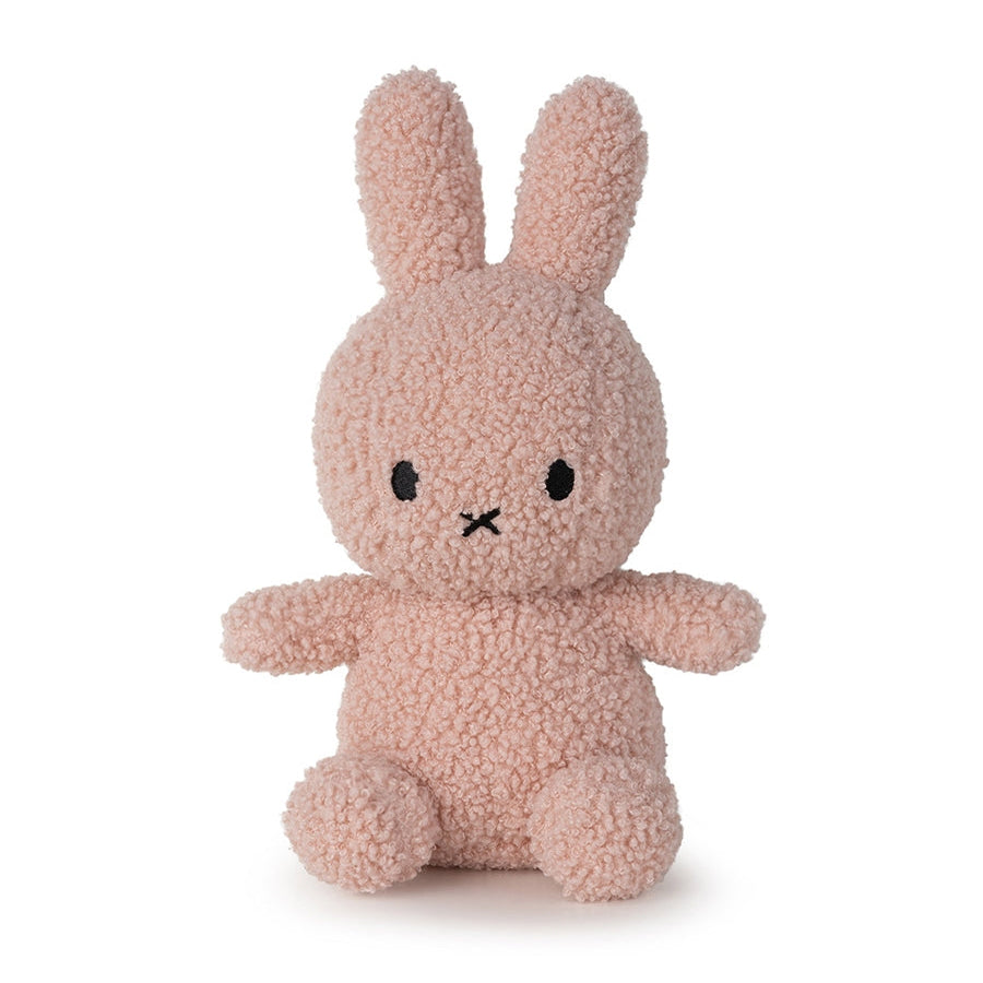 Miffy sitting Tiny Teddy soft toy in pink, 23cm, front view on white background