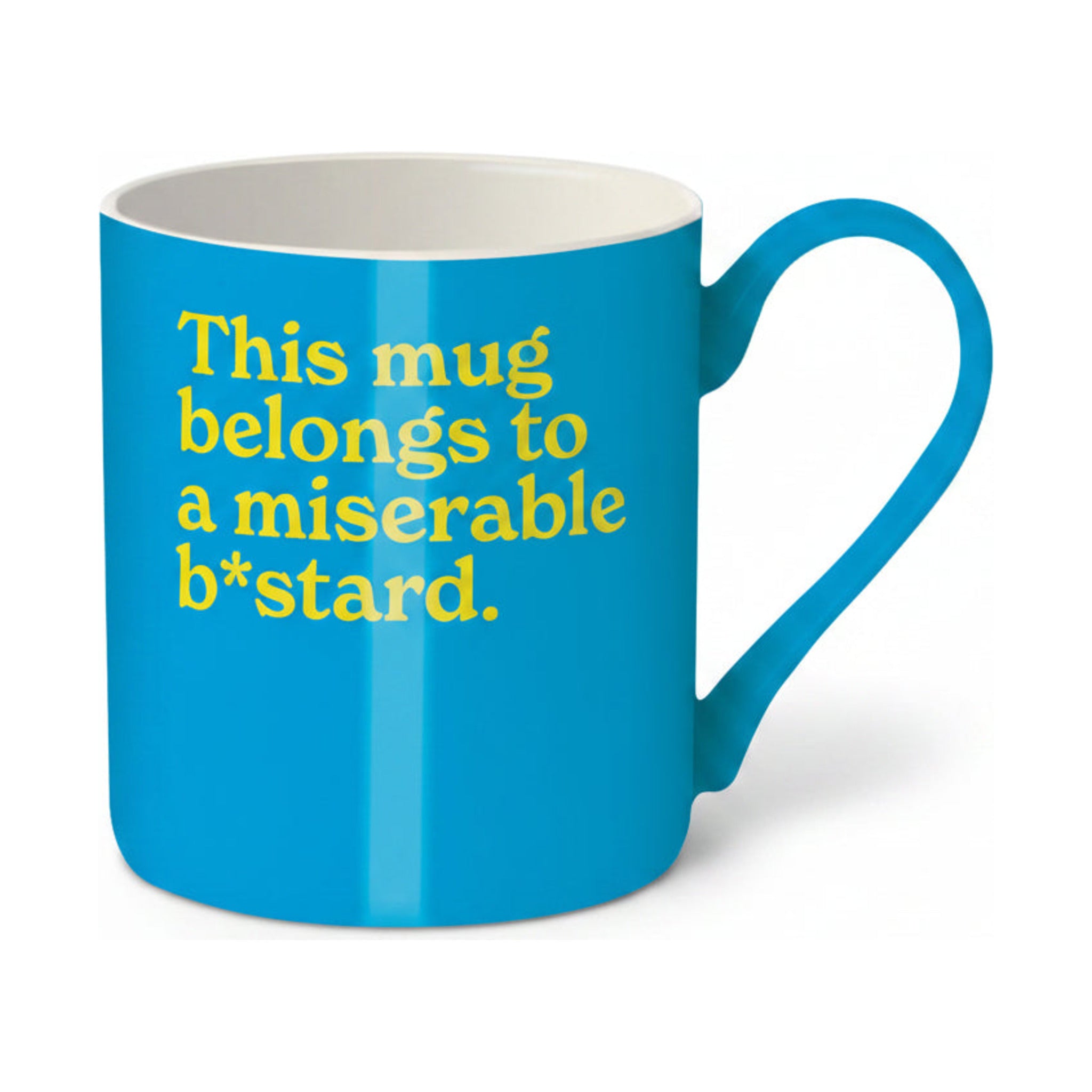 Miserable B*stard bright blue bone china mug with bold yellow lettering