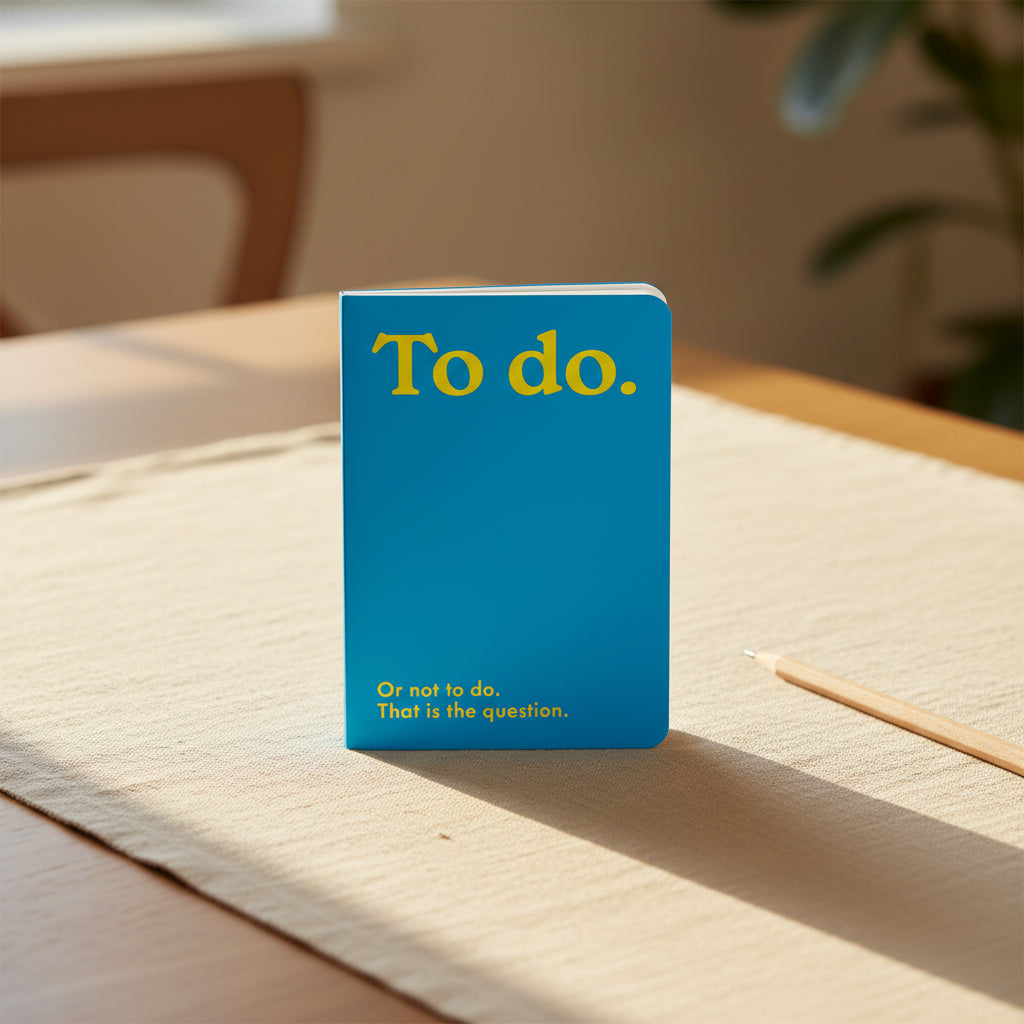 To Do or Not to Do neon A5 notebook shown flat on a white background