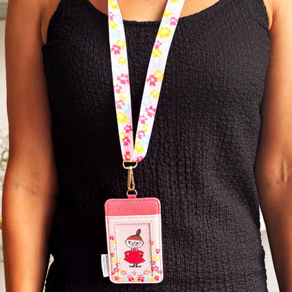 Back of Moomin Little My Lanyard showing clear ID window with Little My in red dress.
