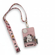 Back view of Moomin Love Lanyard showing transparent ID slot and romantic design.
