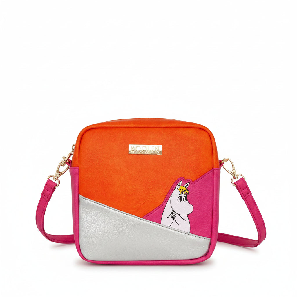 Front view of Moomin Snorkmaiden Silver Mini Bag featuring Snorkmaiden illustration.